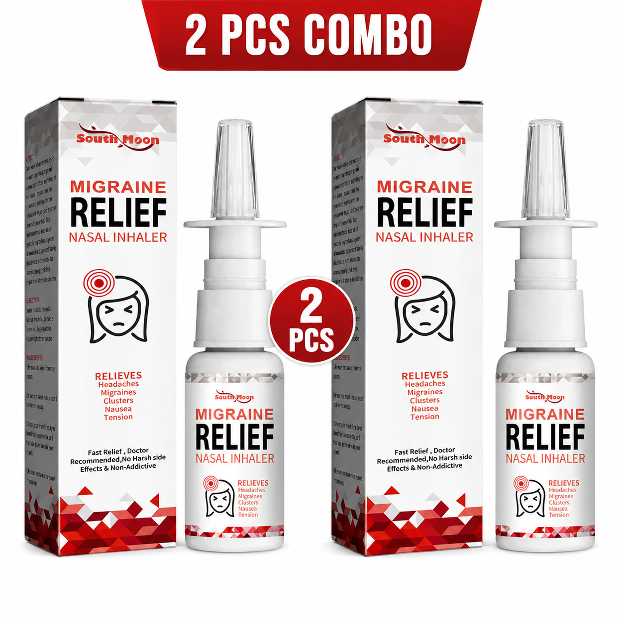 (2 Pcs Combo) Migraine Relief Nasal Inhaler – Instant Migraine & Headache Solution